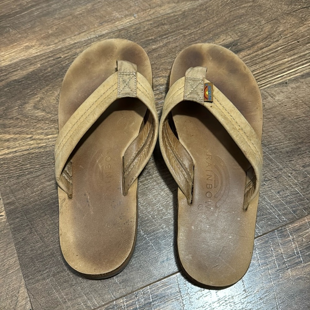 Rainbow leather sandals in sierra brown size small